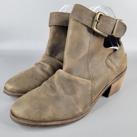 Matisse Women Bootie Odell Dell Ruched Almond Toe Slingback Leather Brown Size 6 - Picture 1 of 13